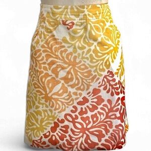 J. McLaughlin Austin Skirt White Poppy Orange Molokai sz 8